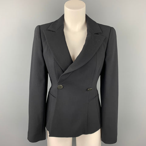 GIORGIO ARMANI Talla 0 Chaqueta de solapa de pico cruzada de lana negra