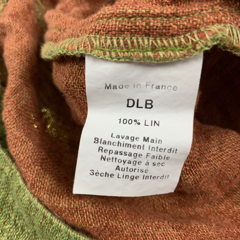 E'CHAPPE'ES BELLES Size 2 Green Yellow Linen Woven Cropped Casual Pants