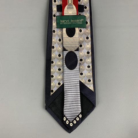 HARVE BENARD Red Navy Print Silk Tie