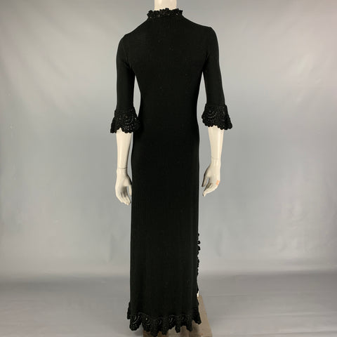 CHANEL 2003 Size 10 Black Knitted Cotton Long Cardigan