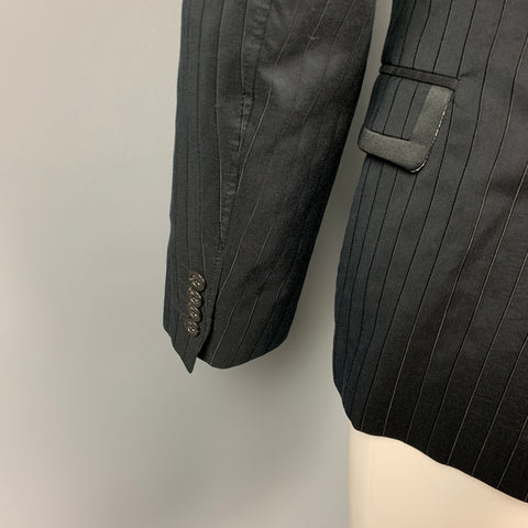 JUST CAVALLI Size 42 Black Stripe Peak Lapel Sport Coat