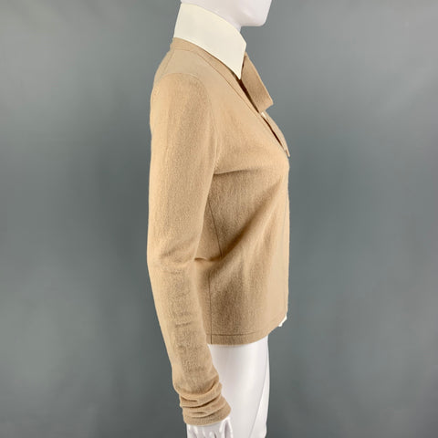 CHANEL Talla 6 Cárdigan de cachemira color crema beige