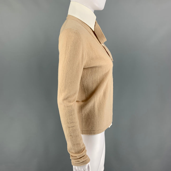 CHANEL Talla 6 Cárdigan de cachemira color crema beige