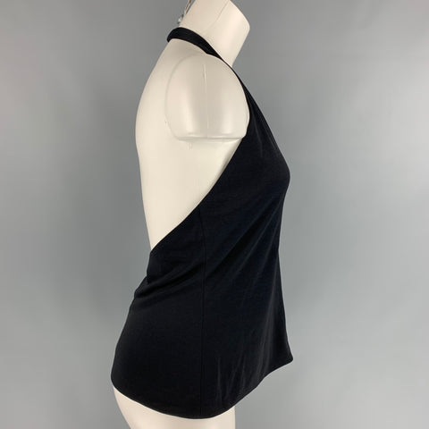 RALPH LAUREN Purple Label Size 12 Black Viscose / Silk Dress Top