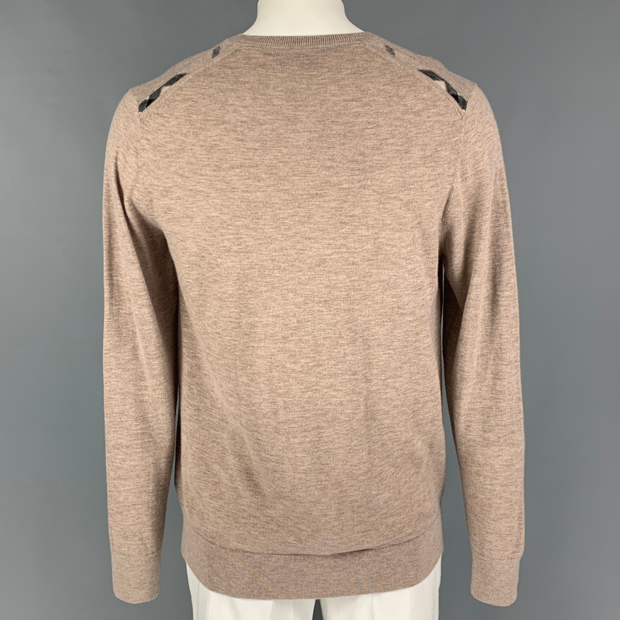 BURBERRY LONDON Size XXL Taupe Heather Cashmere Crew Neck Pullover