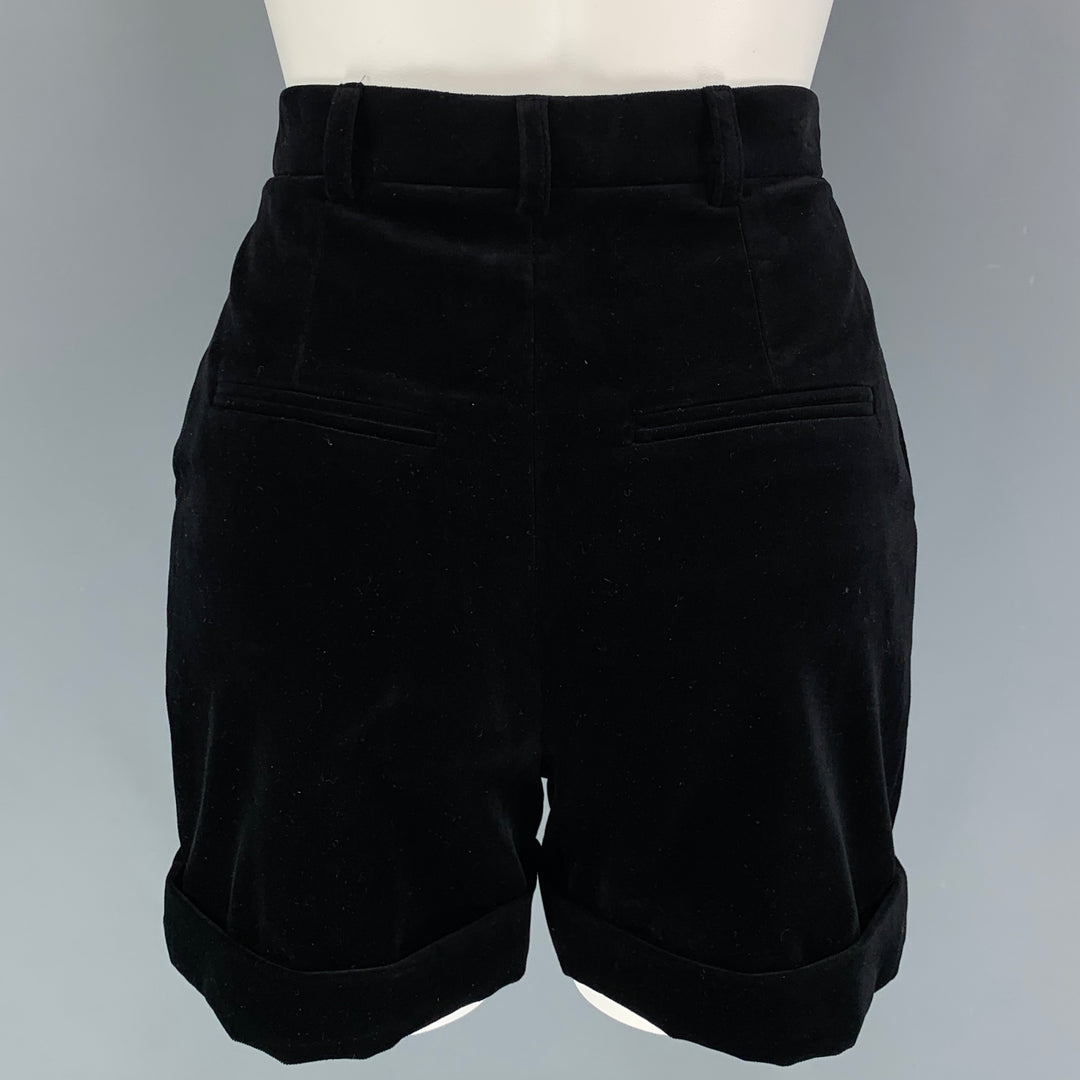 SAINT LAURENT Size 2 Black Cotton High Waisted Shorts