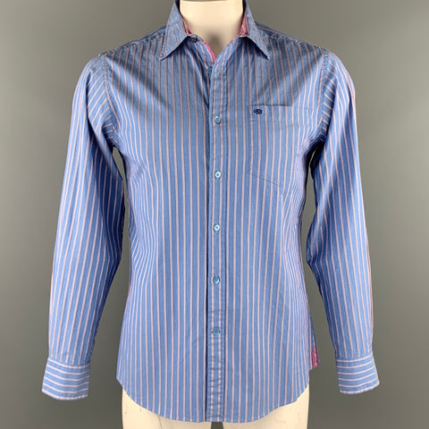 TED BAKER Size M Blue Stripe Cotton Button Up Long Sleeve Shirt