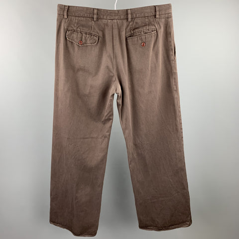 MARC JACOBS Size 36 Brown Cotton Wide Leg Dress Pants