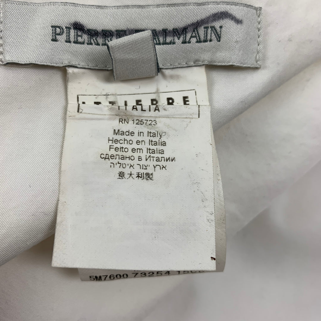PIERRE BALMAIN Size XL White Black Cotton Ombre Hidden Placket Long Sleeve Shirt
