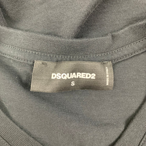 DSQUARED2 Size S Black Multi-Color Cartoon Cotton Short Sleeve T-shirt