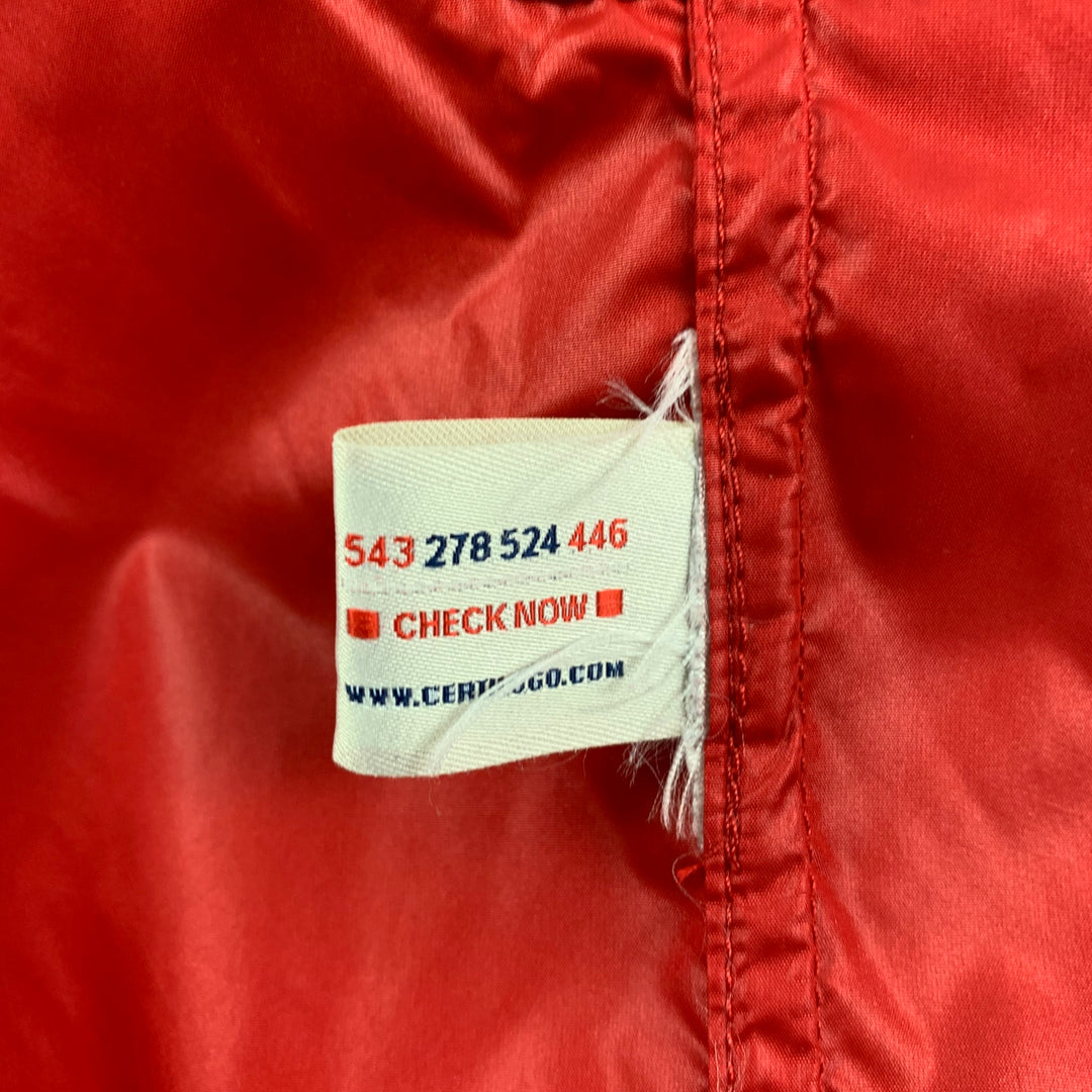 MONCLER Chaqueta con capucha de tejidos mixtos rojo gris talla M