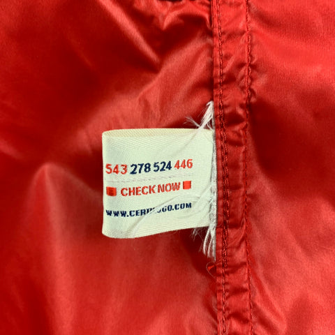 MONCLER Size M Red Grey Mixed Fabrics Hooded Jacket