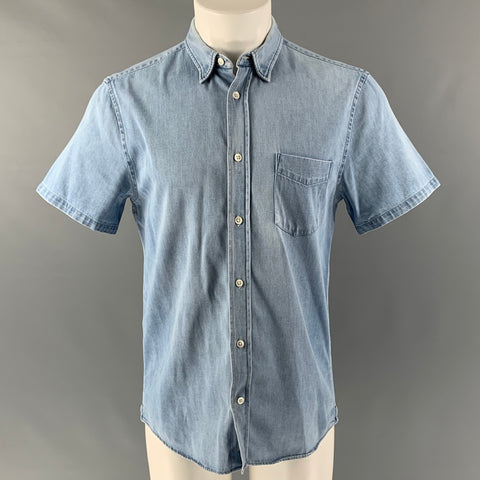 ACNE STUDIOS Size M Light Blue Washed Cotton Button Up Short Sleeve Shirt