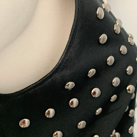 BURBERRY LONDON Size 10 Black Silver Polyester Blend Studded Sleeveless Dress