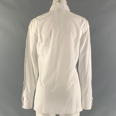 JEAN PAUL GAULTIER Talla 8 Camisa de manga abotonada sólida de algodón blanco