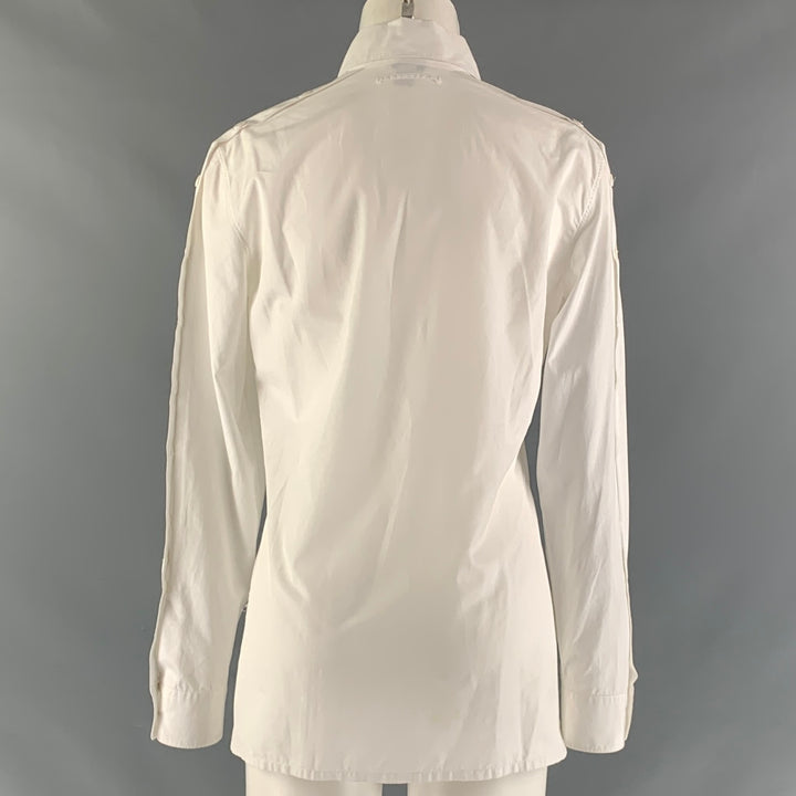 JEAN PAUL GAULTIER Size 8 White Cotton Solid Buttoned Sleeve Shirt