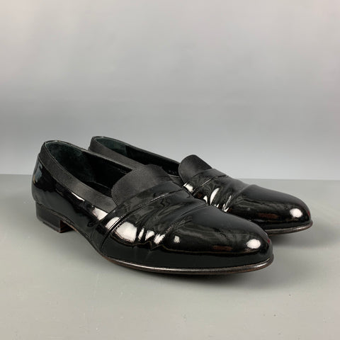 MEZLAN Size 8.5 Black Patent Leather Tuxedo Loafers