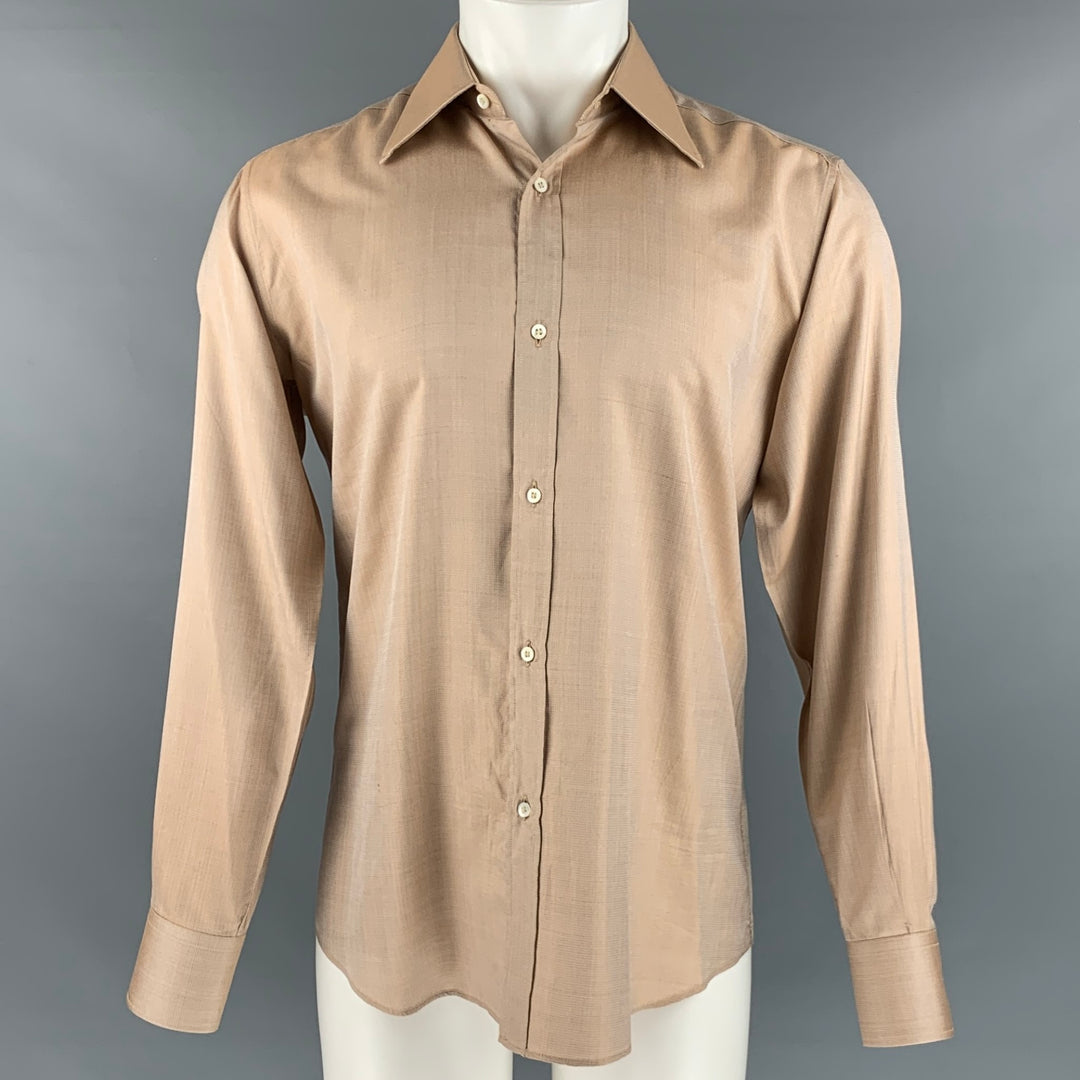 GUCCI Size M Orange Metallic Silk Long Sleeve Shirt GUCCI Size M Orange Metallic Silk Long Sleeve Shirt