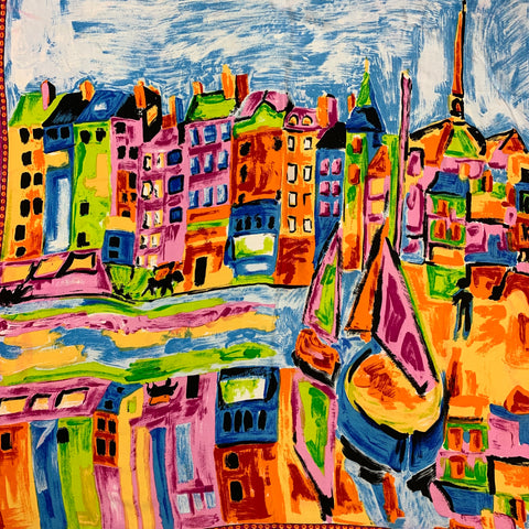 ADRIENNE VITTADINI Multi-Color Water Color Crape Scarf