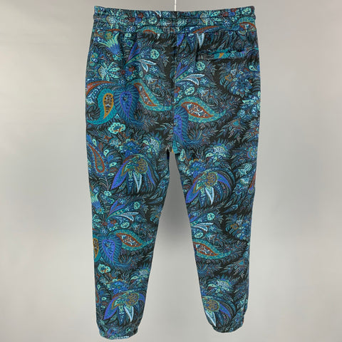 ETRO Pantalones casuales con cinturilla elástica de algodón paisley multicolor talla M