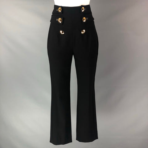 ROBERTO CAVALLI Size 4 Black Virgin Wool Solid High Waisted Dress Pants