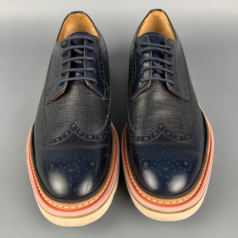 PAUL SMITH Zapatos con cordones y punta de ala de cuero perforado negro Talla 7