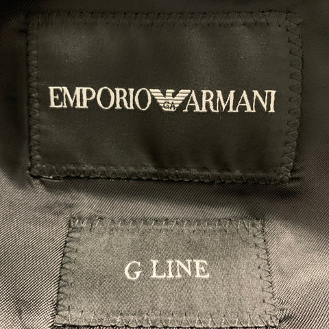 EMPORIO ARMANI Size 42 Grey Black Woven Wool Peak Lapel Tuxedo