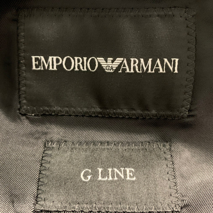 EMPORIO ARMANI Size 42 Grey Black Woven Wool Peak Lapel Tuxedo