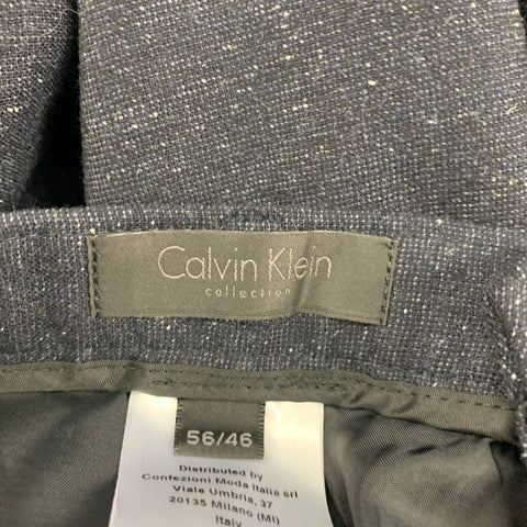 CALVIN KLEIN COLLECTION Size 40 Black & Grey Heather Wool / Silk Dress Pants