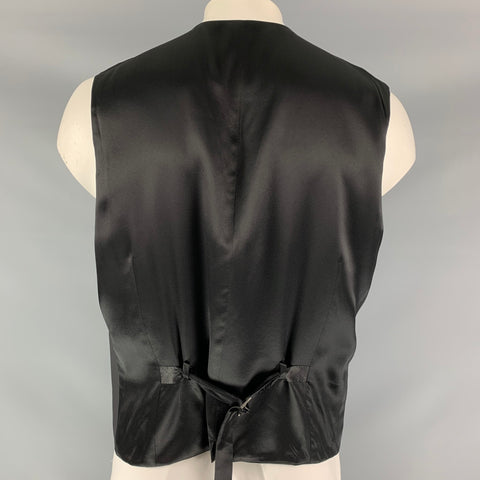 DOLCE & GABBANA Chest Size 46 Black Solid Wool Buttoned Vest (Formal)