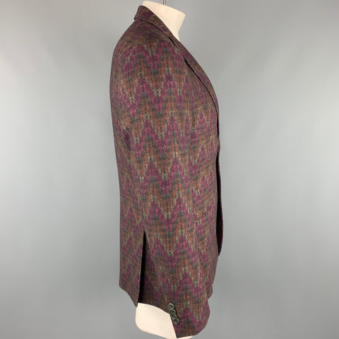 ETRO Chest Size 42 Print Multi-Color Wool Blend Notch Lapel Sport Coat