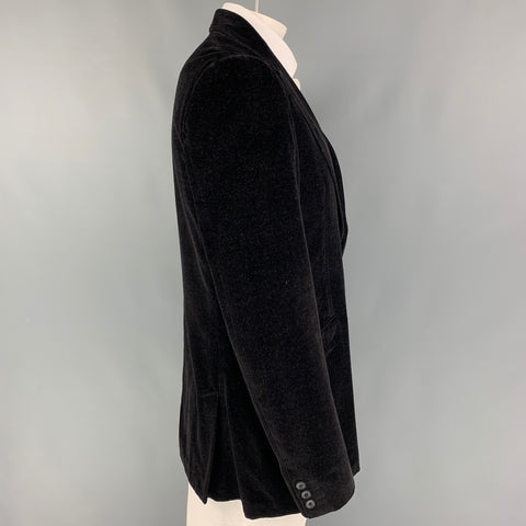 D&G by DOLCE & GABBANA Size 44 Black Velvet Cotton Notch Lapel Sport Coat