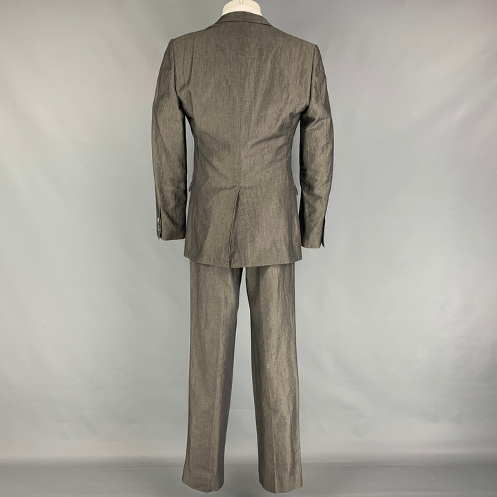 D&G by DOLCE & GABBANA Size 40 Grey Cotton Linen Notch Lapel 3 Piece Suit