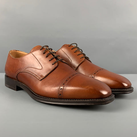 BALLY Size 11 Tan Leather Cap Toe Lace Up Shoes