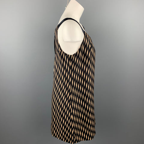 FLOREAT Vestido recto de seda a cuadros negro y beige talla S