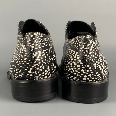 ROBERT CLERGERIE Size 7.5 Black White Leather Print Laceless Shoes