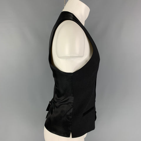 DOLCE & GABBANA Size 42 Black Cotton Blend Buttoned Vest