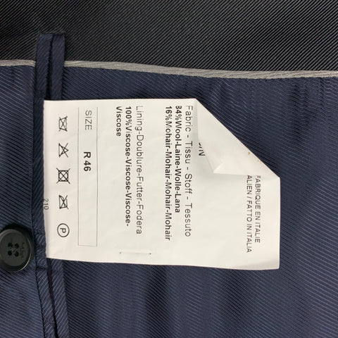 PAUL SMITH The Byard Taille 46 Manteau de sport à revers en laine noire régulière / Mohair Peak