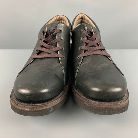 DEVOA Size 10 Black Leather Lace Up Shoes