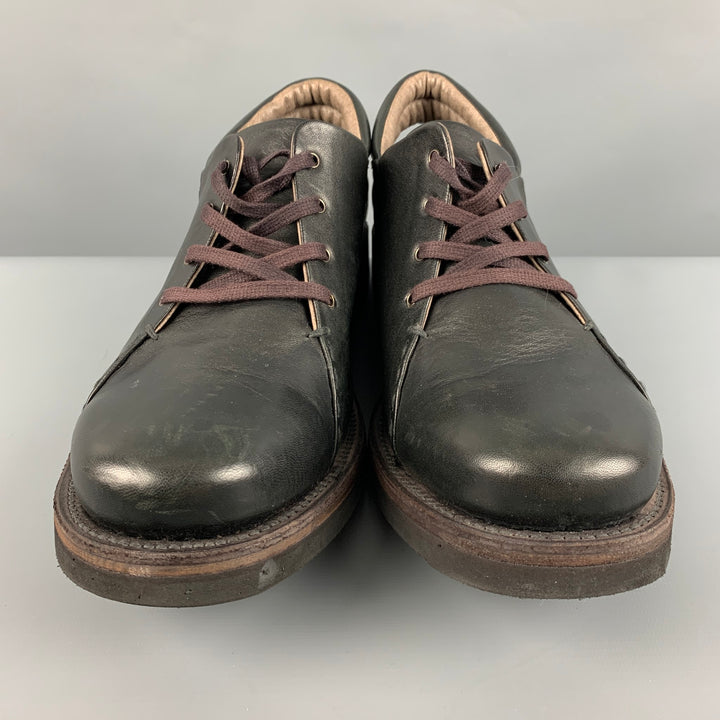 DEVOA Size 10 Black Leather Lace Up Shoes