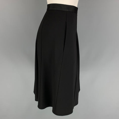 GIORGIO ARMANI Size 4 Black Wool Pleated Below Knee Skirt