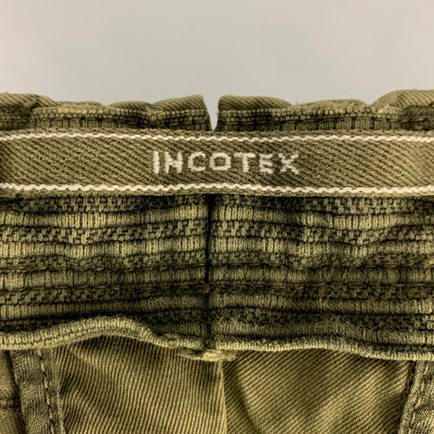 INCOTEX Size 33 Green Olive Slim Fit Casual Pants