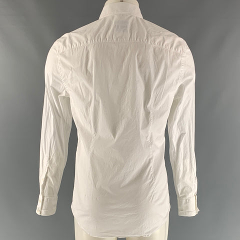 VERSACE COLLECTION Size 41 White Studded Cotton Blend Hidden Placket  Long Sleeve Shirt