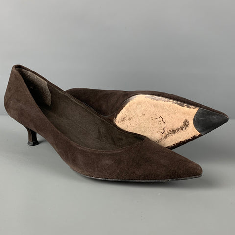 STUART WEITZMAN Talla 9.5 Zapatos de tacón de gatito de ante marrón