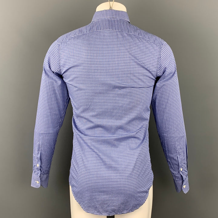 RALPH LAUREN Black Label Size S Blue Plaid Cotton Button Down Long Sleeve Shirt