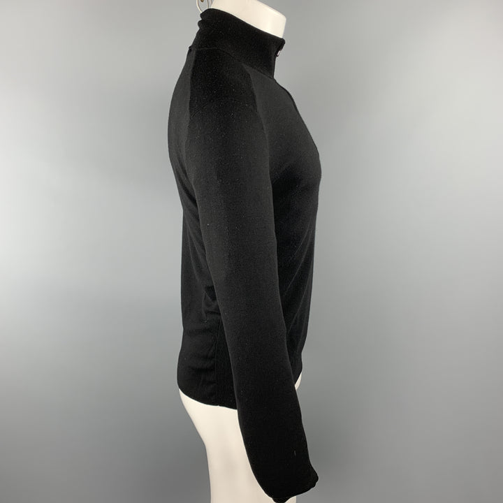 RALPH LAUREN Size S Black Wool Blend Half Zip Pullover
