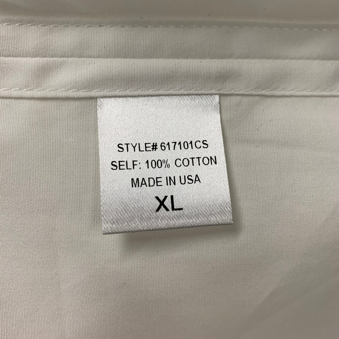 ADAM LIPPES Size XL White Solid Cotton Button Up Long Sleeve Shirt