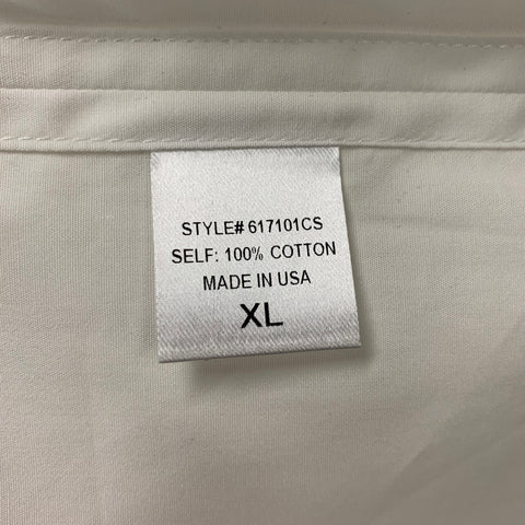 ADAM LIPPES Size XL White Solid Cotton Button Up Long Sleeve Shirt