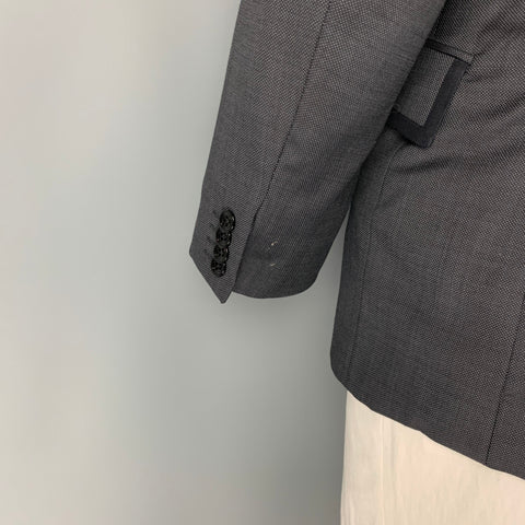VERSACE COLLECTION Size 40 Charcoal Black Woven Wool Sport Coat