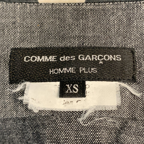 COMME des GARCONS HOMME PLUS Size XS Gray Cotton Polka Dots Trim Long Sleeve Shirt